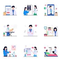 Pack of Medical and Pharmacy Flat Illustrations vector