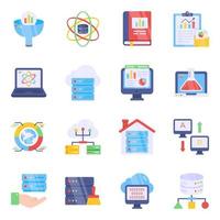 Pack of Big Data and Data Science Flat Icons vector