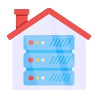 Flat design icon of server house vector
