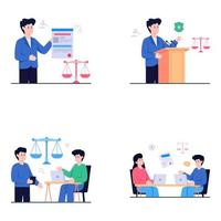 Pack of Law and Justice Flat Illustrations vector