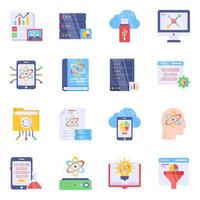 paquete de iconos planos de ciencia y tecnología de datos vector