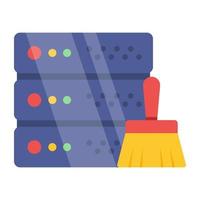 Conceptual flat design icon of server cleaning vector