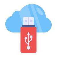 icono de diseño editable de usb en la nube vector