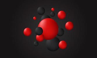 unique 3d black red image flying spheres isolated on vector