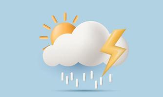 unique realistic 3d weather forecast cloudy sun meteorological isolated on vector