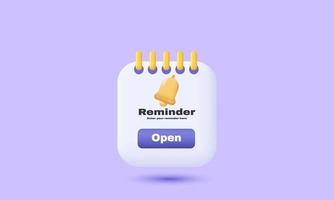 unique realistic reminder 3d notifications page floating isolated on vector