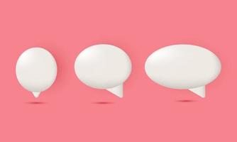 unique realistic set 3d cute pink white bubble speech isolated on vector