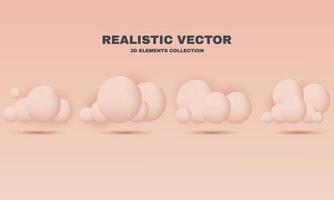 unique realistic 3d set four icon clouds creative isolated on vector