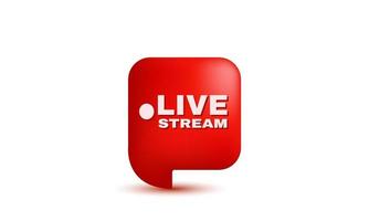unique realistic red 3d speech bubble live stream text boom design isolated on vector