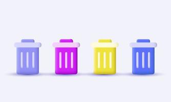 unique realistic set four 3d trash design can isolated on white background vector
