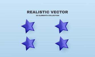 unique realistic 3d set icon glossy stars collection different isolated on vector