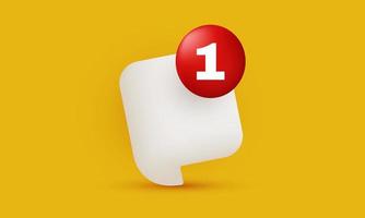 unique realistic 3d blank app design icon one notification sign isolated on vector
