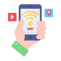 Flat design icon of mobile wifi vector