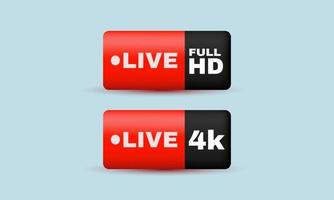 unique vector realistic red social media live streaming full hd 3d icon design isolated on