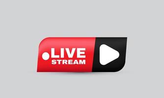 unique vector realistic red live play video streaming 3d icon design isolated on