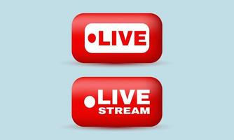 unique realistic red live video streaming vector 3d icon design isolated on