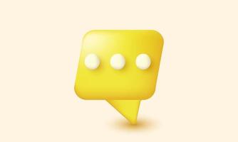 unique realistic yellow speech bubble message 3d icon design isolated on vector