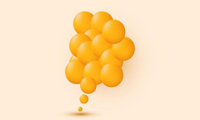 unique 3d yellow image flying spheres set isolated on vector