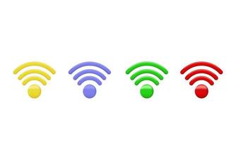 conjunto realista único representación 3d símbolo de red de conexión de señal wifi aislado en