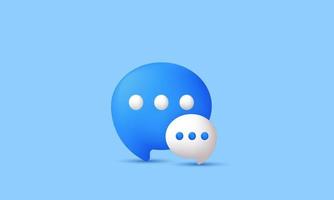 unique realistic 3d minimal white blue chat bubbles design isolated on vector