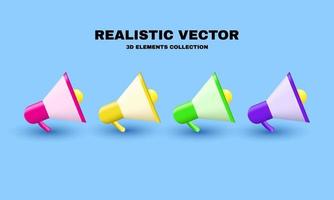 conjunto realista único icono de cuatro megáfono diseño de ilustración de renderizado 3d simple aislado en vector