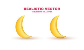 unique cute yellow moon cartoon 3d icon concept isolated on vector