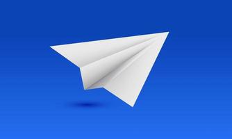 avión de papel blanco 3d realista único aislado en vector