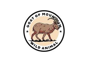 Hairy mountain goat with long horns vector