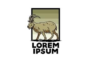 Hairy mountain goat with long horns vector