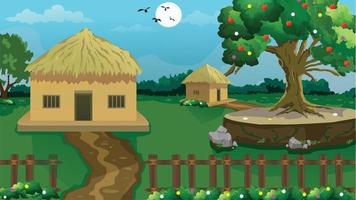Illustration of Village home cartoon vector art.