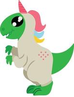 Adorable dinosaur in magic unicorn kigurumi. Vector illustration isolated on white background. Design element