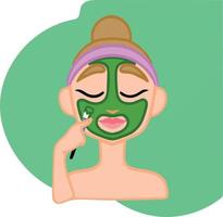 aplicación de una mascarilla facial natural con un pincel de silicona. ilustración vectorial vector