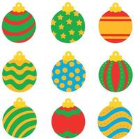 Set of multicolored christmas balls isolated on white background. Vector image for use as design element in postcards websites banners posters for the holidays