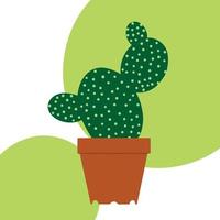 Concept of cactus in flower pot. Design element for printing on fabric postcards banners clothes stationery. Cactus image isolated on color background. Vector illustration