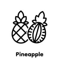 Pineapple linear icon, Vector, Illustration. vector