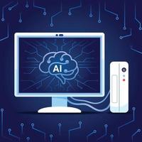 Artificial Intelligence On Personal Computer vector