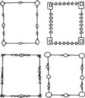 rectangular set frames hand drawn elements in doodle style. border scandinavian monochrome vector