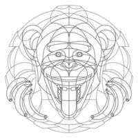 Monkeys pattern. Illustration of monkey. Mandala with an animal. Monkey in a circular frame. Coloring page for kids and adults. vector