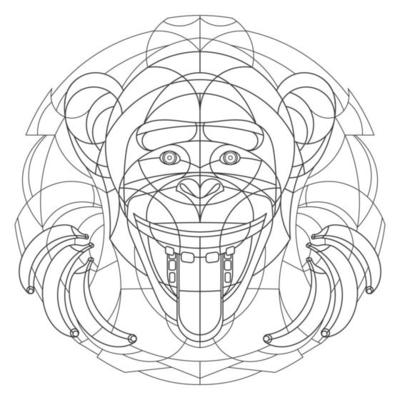 Monkeys pattern. Illustration of monkey. Mandala with an animal. Monkey in a circular frame. Coloring page for kids and adults.