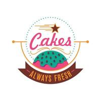 un logotipo de emblema para el vendedor de cupcakes o galletas en un estilo divertido y colorido en forma redonda