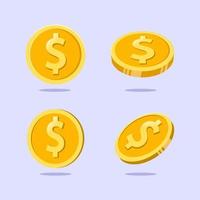 icono de moneda de oro. diseño de dinero símbolo plano del dólar de oro. ilustración vectorial vector