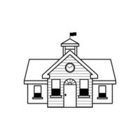 Simple school building line icon. Stroke pictogram. Vector illustration isolated on a white background. Premium quality symbol. Vector sign for mobile app and web sites.