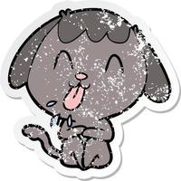 distressed sticker of a cute cartoon dog vector