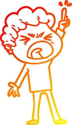 warm gradient line drawing cartoon furious man