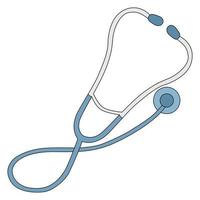 Phonendoscope in cartoon style. Vector illustration of stethoscope isolated on white background. Symbol of medical diagnostics and therapy