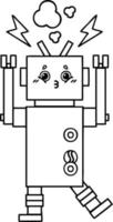 line drawing cartoon robot vector