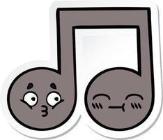 sticker of a cute cartoon musical note vector