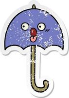 distressed sticker of a cute cartoon umbrella vector