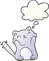 cartoon cat and thought bubble in smooth gradient style vector