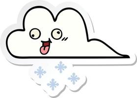 sticker of a cute cartoon snow cloud vector